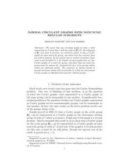 Normal Circulant Graphs with Noncyclic Regular Subgroups