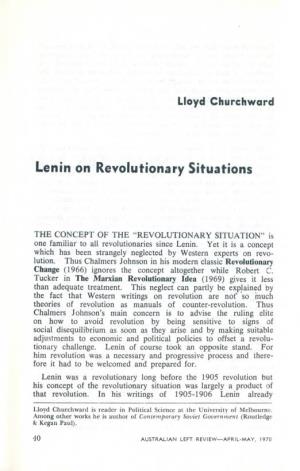 Lenin on Revolutionary Situations