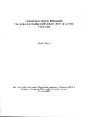 The Formation of a Regional Cultural Idiom in Colonial North India