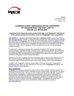 Learning Curve Announces Retail Expansion Of