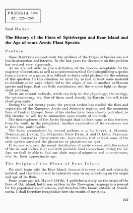 The History of the Flora of Spitsbergen and Bear Island and the Age of Some Arctic Plant Species