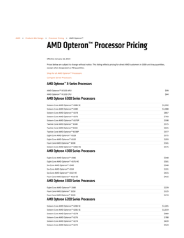 AMD Opteron\231 Processor Pricing
