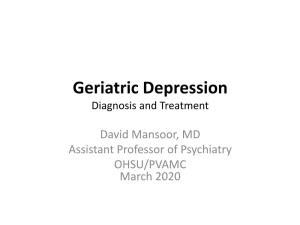 Geriatric Depression Diagnosis and Treatment