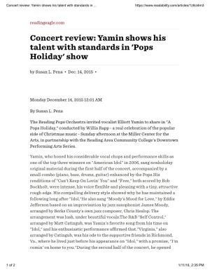 Concert Review: Yamin Shows His Talent with Standards in