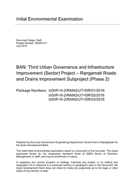 Sector) Project – Rangamati Roads and Drains Improvement Subproject (Phase 2