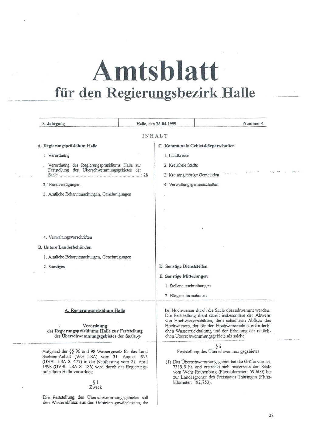 Amtsblatt Für Den Regierungsbezirk Balle