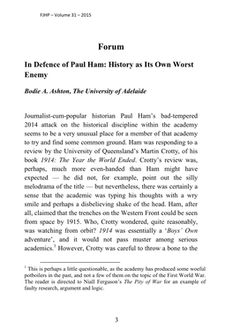 In Defence of Paul Ham: History As Its Own Worst Enemy