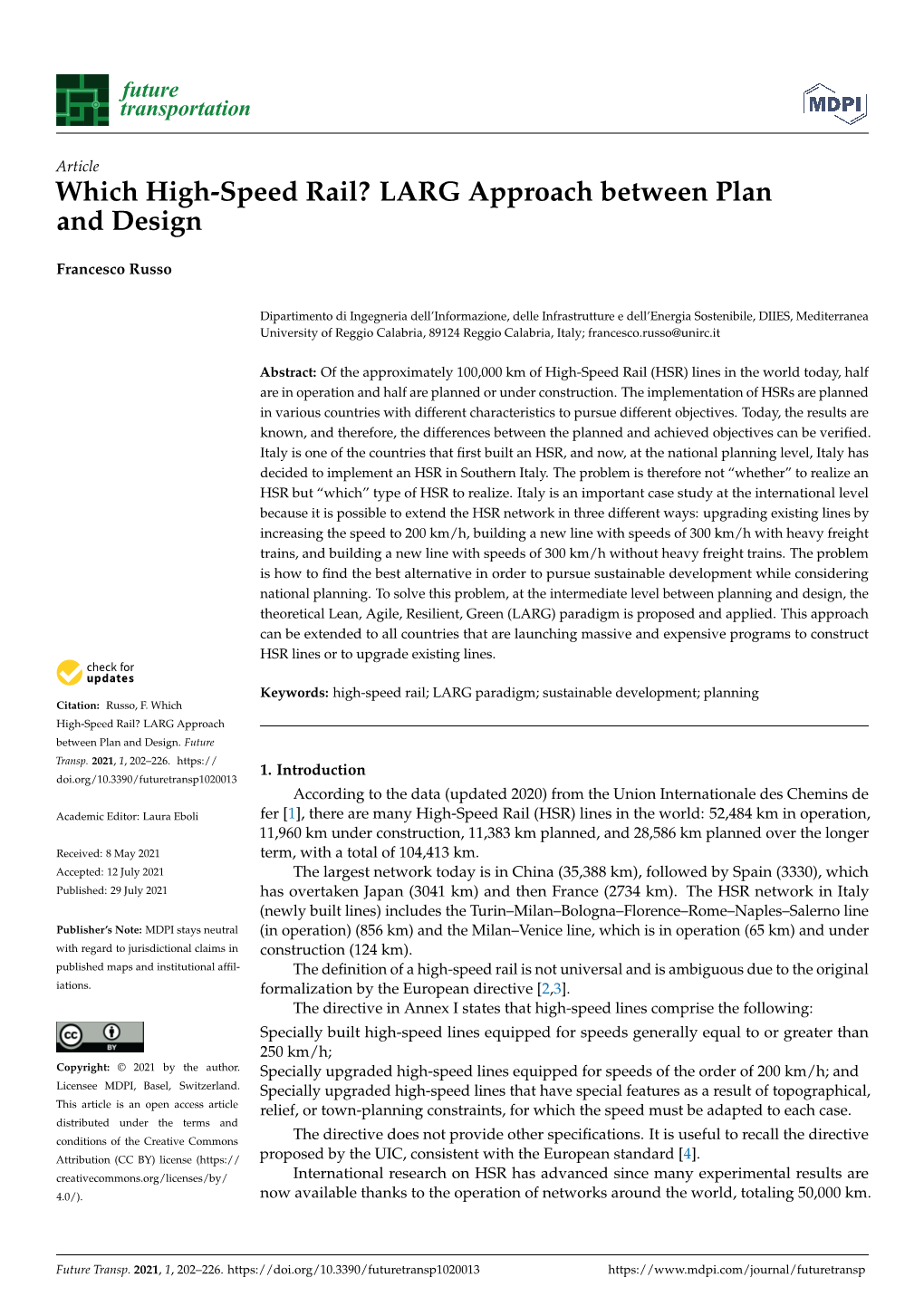 Which High-Speed Rail? LARG Approach Between Plan and Design