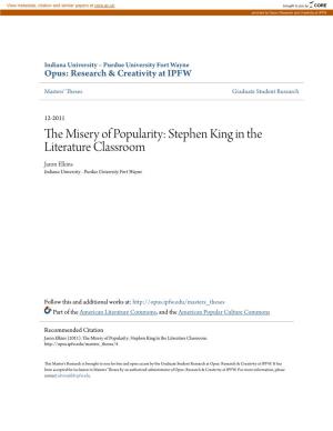 The Misery of Popularity: Stephen King in the Literature Classroom