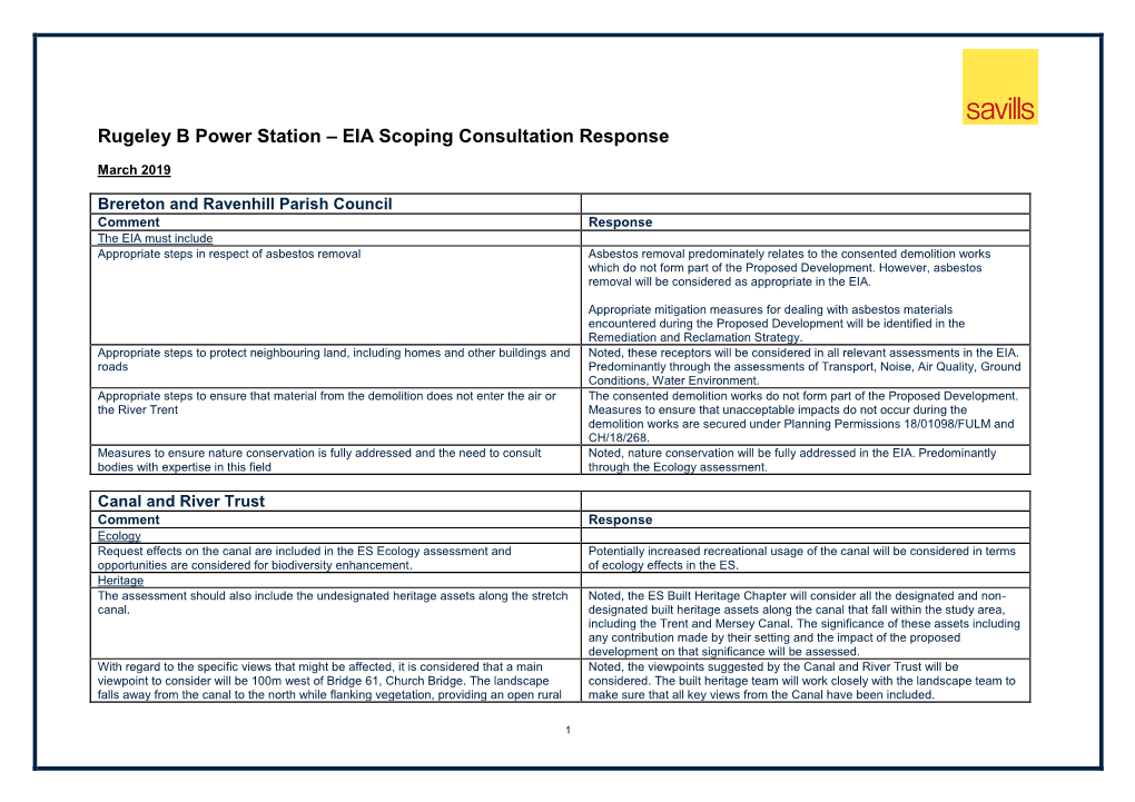 Rugeley B Power Station – EIA Scoping Consultation Response