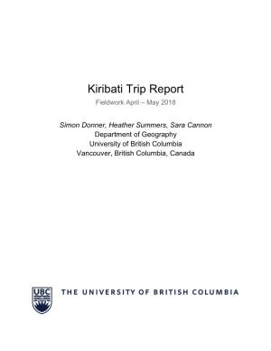 Kiribati Trip Report Fieldwork April – May 2018