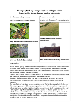 Marsh Fritillary (Euphydryas Aurinia) Section 41, European Protected Species