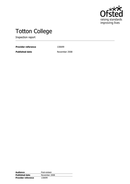 Totton College Inspection Report