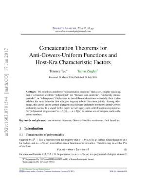 Concatenation Theorems for Anti-Gowers-Uniform Functions and Host-Kra Characteristic Factors