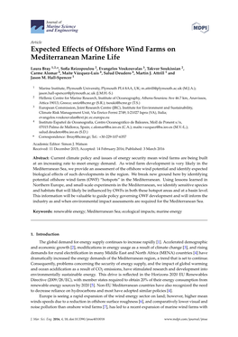 Expected Effects of Offshore Wind Farms on Mediterranean Marine Life