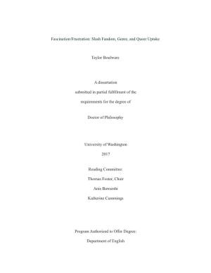 Taylor Boulware a Dissertation Submitted in Partial Fulfillment of The