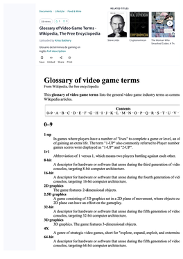 Glossary of Video Game Terms - Wikipedia, the Free Encyclopedia