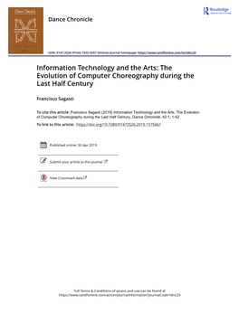 Information Technology and the Arts: the Evolution of Computer Choreography During the Last Half Century