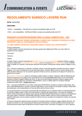 Regolamento Sarnico Lovere Run