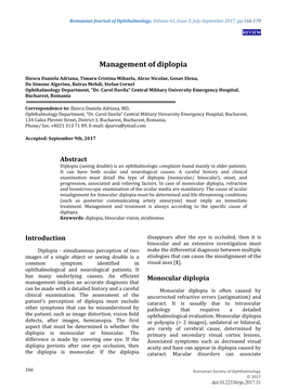 Management of Diplopia
