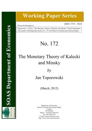 172. the Monetary Theory of Kalecki and Minsky