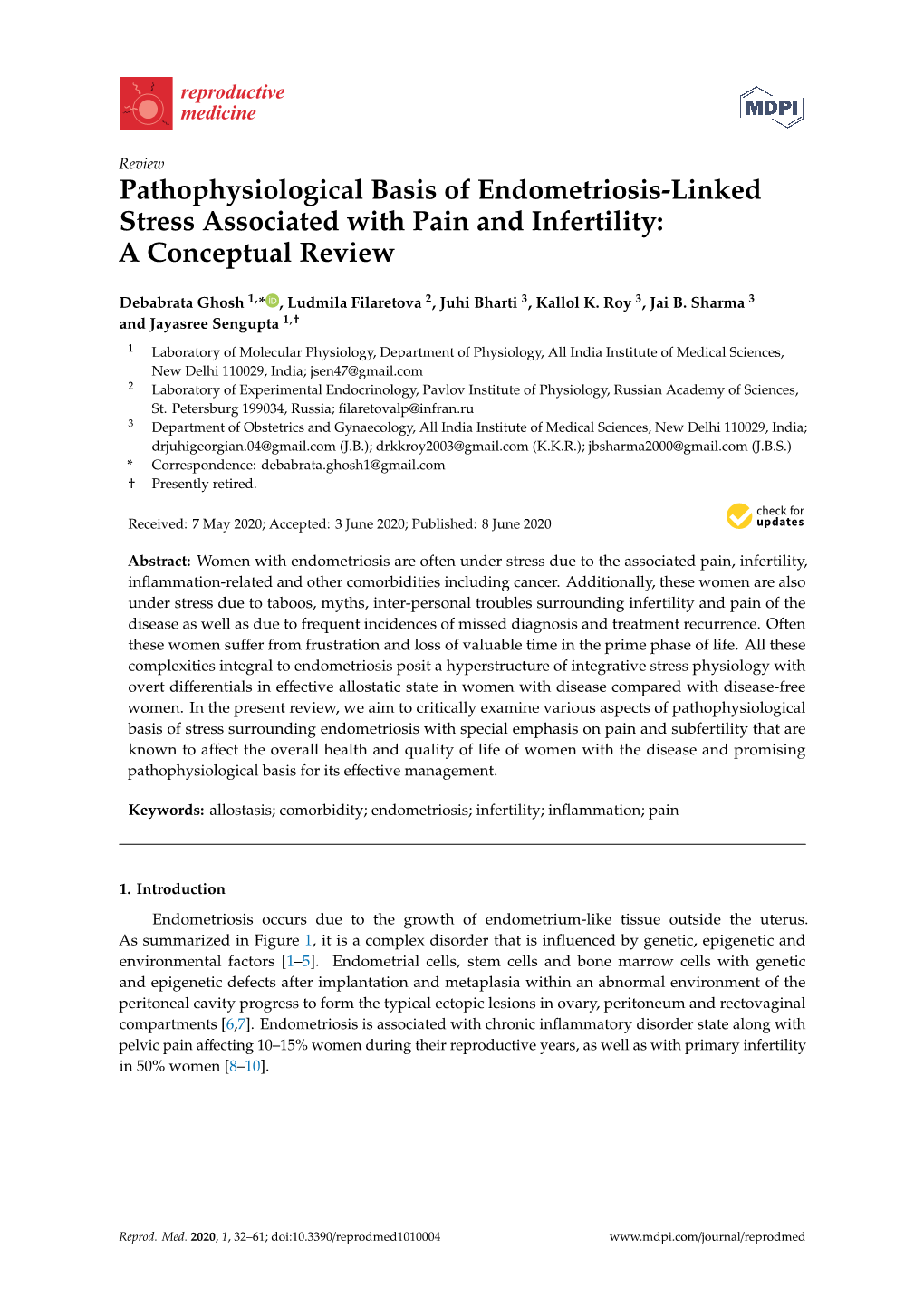 Pathophysiological Basis of Endometriosis-Linked Stress Associated with Pain and Infertility: a Conceptual Review