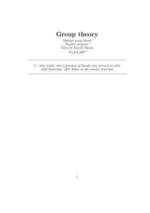 Group Theory Abstract Group Theory English Summary Notes by Jørn B