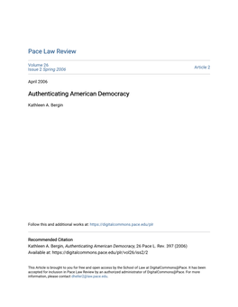 Authenticating American Democracy