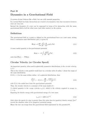 Dynamics in a Gravitational Field