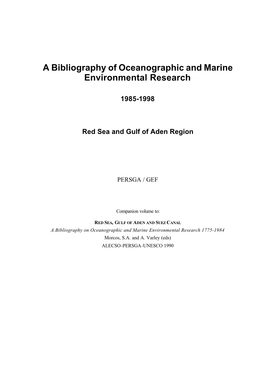A Bibliography of Oceanographic and Marine Environmental Research