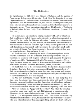 Epiphanius on the Phibionite Gnostics