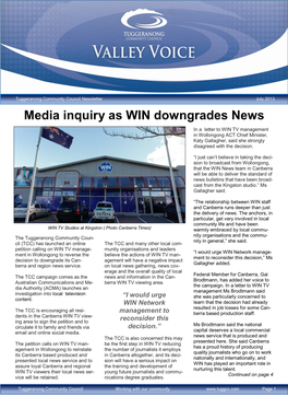 Media Inquiry As WIN Downgrades News