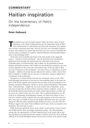 Haitian Inspiration on the Bicentenary of Haiti’S Independence