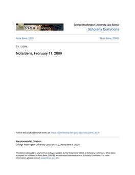Nota Bene, February 11, 2009