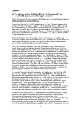 (A) the Following Parts of the Maldon District Pre-Submission LDP Are Considered to Be Unsound and Not Legally Compliant