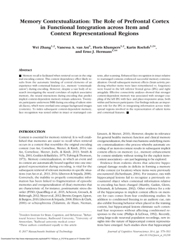 Memory Contextualization: the Role of Prefrontal Cortex in Functional Integration Across Item and Context Representational Regions