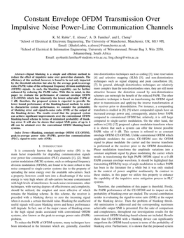 Constant Envelope OFDM Transmission Over Impulsive Noise Power-Line Communication Channels