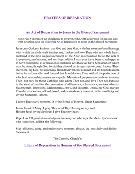 Prayers of Reparation