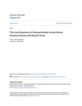The Lived Experience of Intersectionality Among African American Women with Breast Cancer