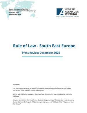 Rule of Law Programme South East Europe December 2020