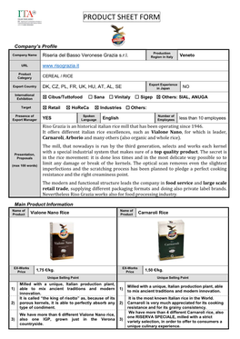 Product Sheet Form