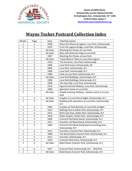 Wayne Tucker Postcard Collection Index