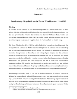 Hoofstuk 7 Engelenburg, Die Politiek En Die Eerste Wêreldoorlog, 1910