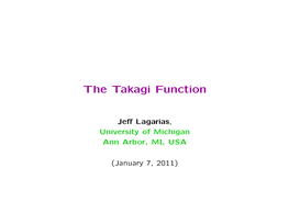 The Takagi Function