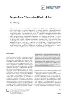 Douglas Davies' Transcultural Model of Grief