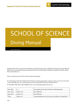 School of Science Diving Manual
