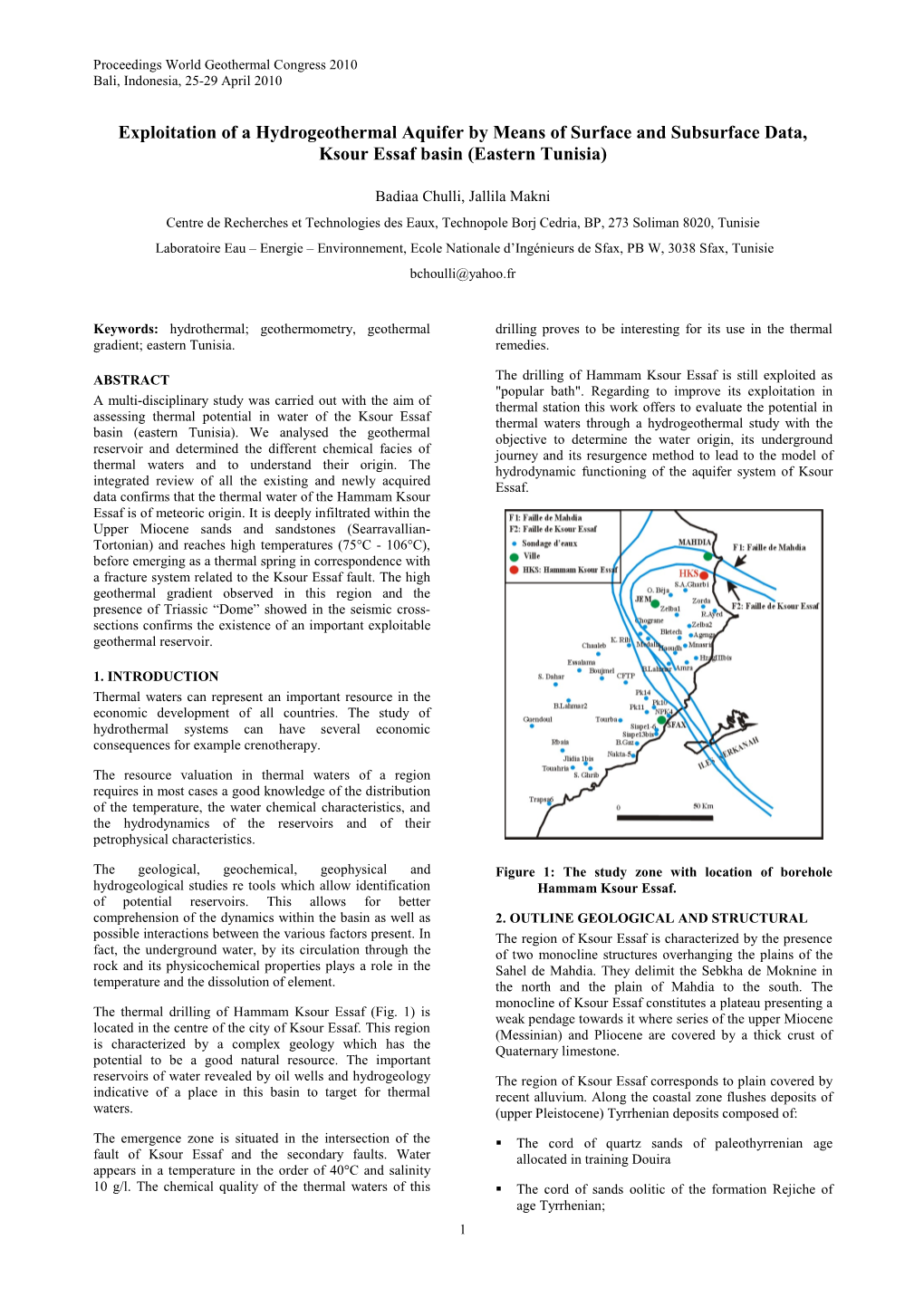 Case of Basin Ksour Essaf (Eastern Tunisia)