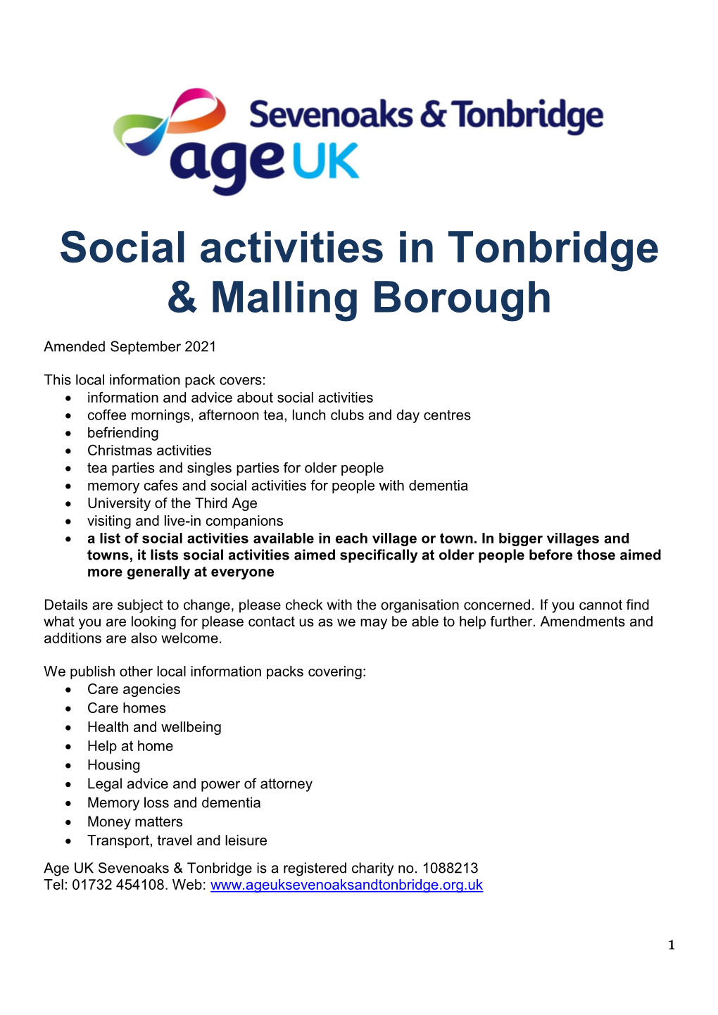 Social Activities Tonbridge.Pdf