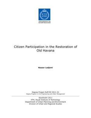 Citizen Participation in the Restoration of Old Havana