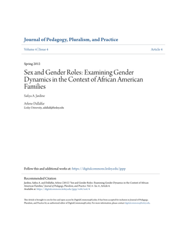 Examining Gender Dynamics in the Context of African American Families Safiya A